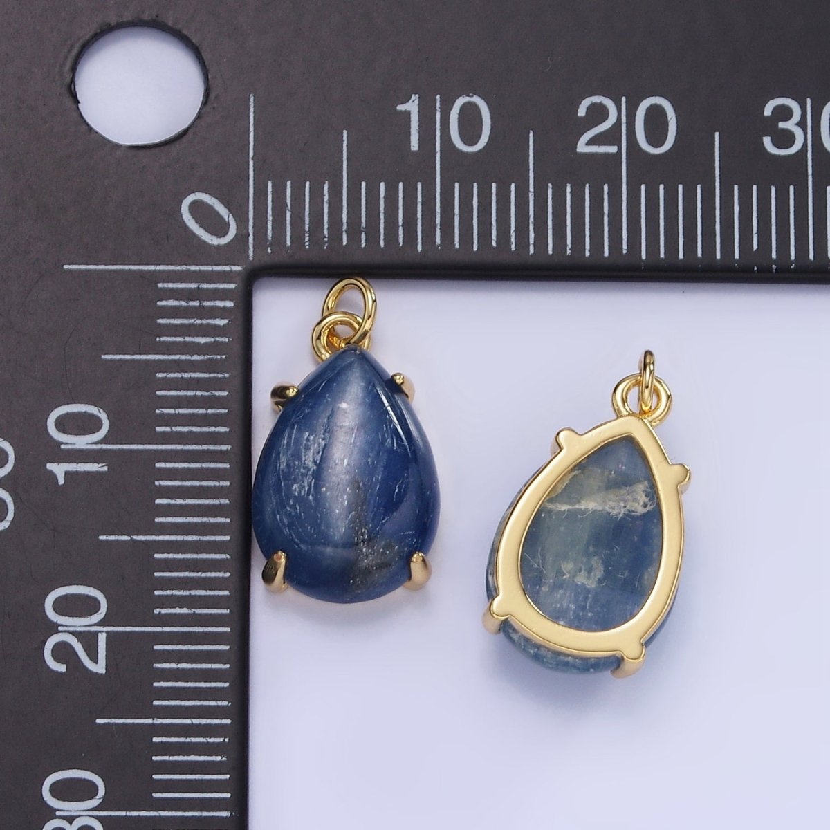 14K Gold Filled 18mm Blue Kyanite Gemstone Teardrop Charm | AG752