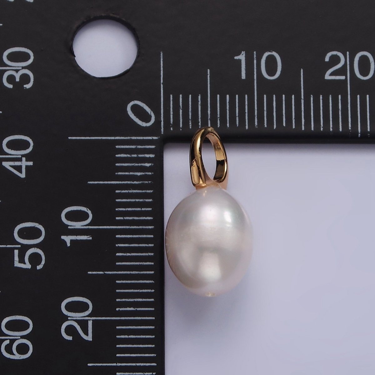14K Gold Filled 18+mm Freshwater Pearl Button Drop Personalized Earring Charm | P-1627