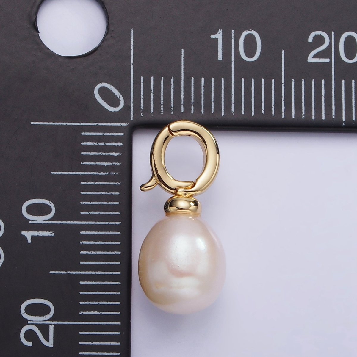 14K Gold Filled 18mm Freshwater Pearl Drop Snap Latch Bail Pendant | P1696