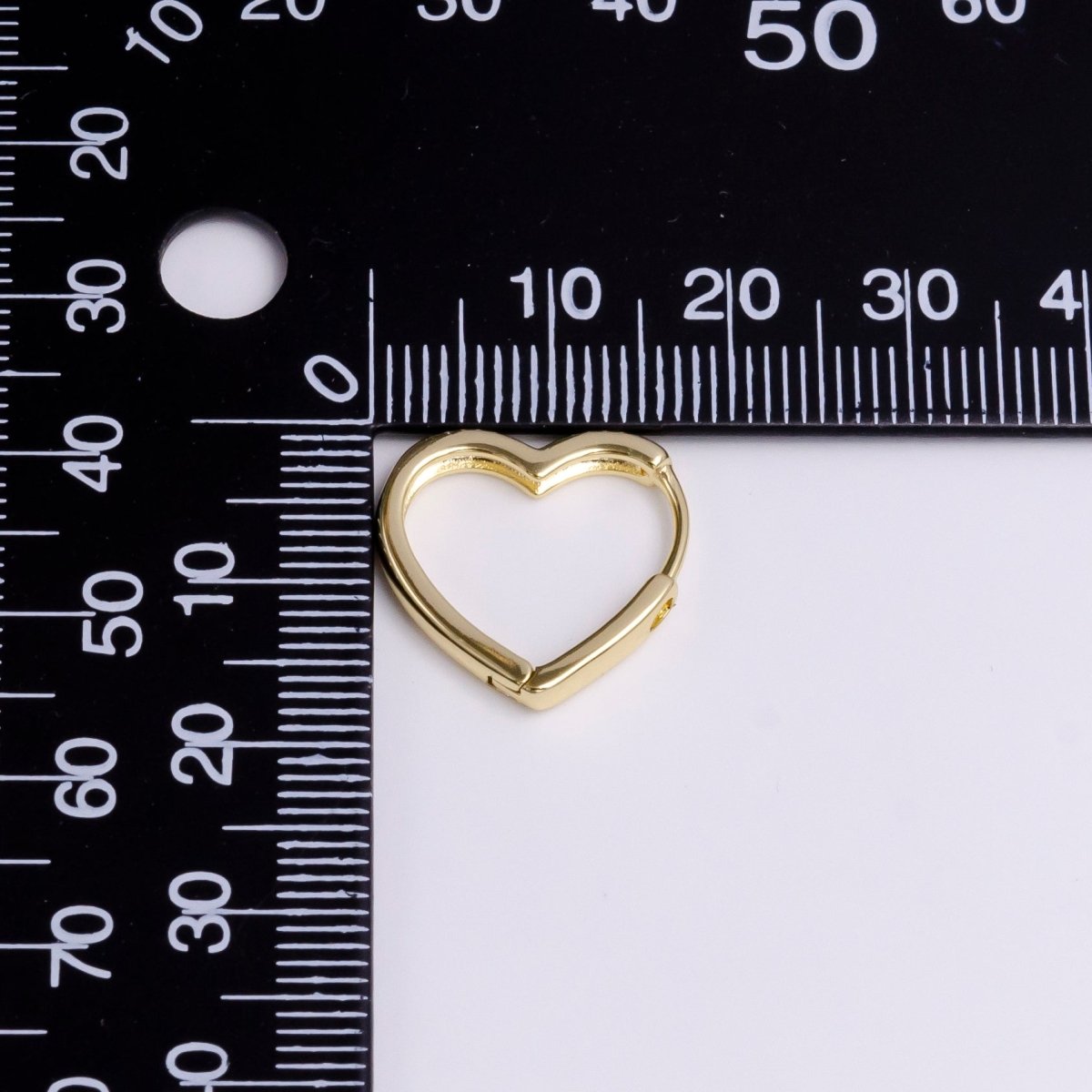 14K Gold Filled 18mm Heart Minimalist Hoop Huggie Earrings | AD-465