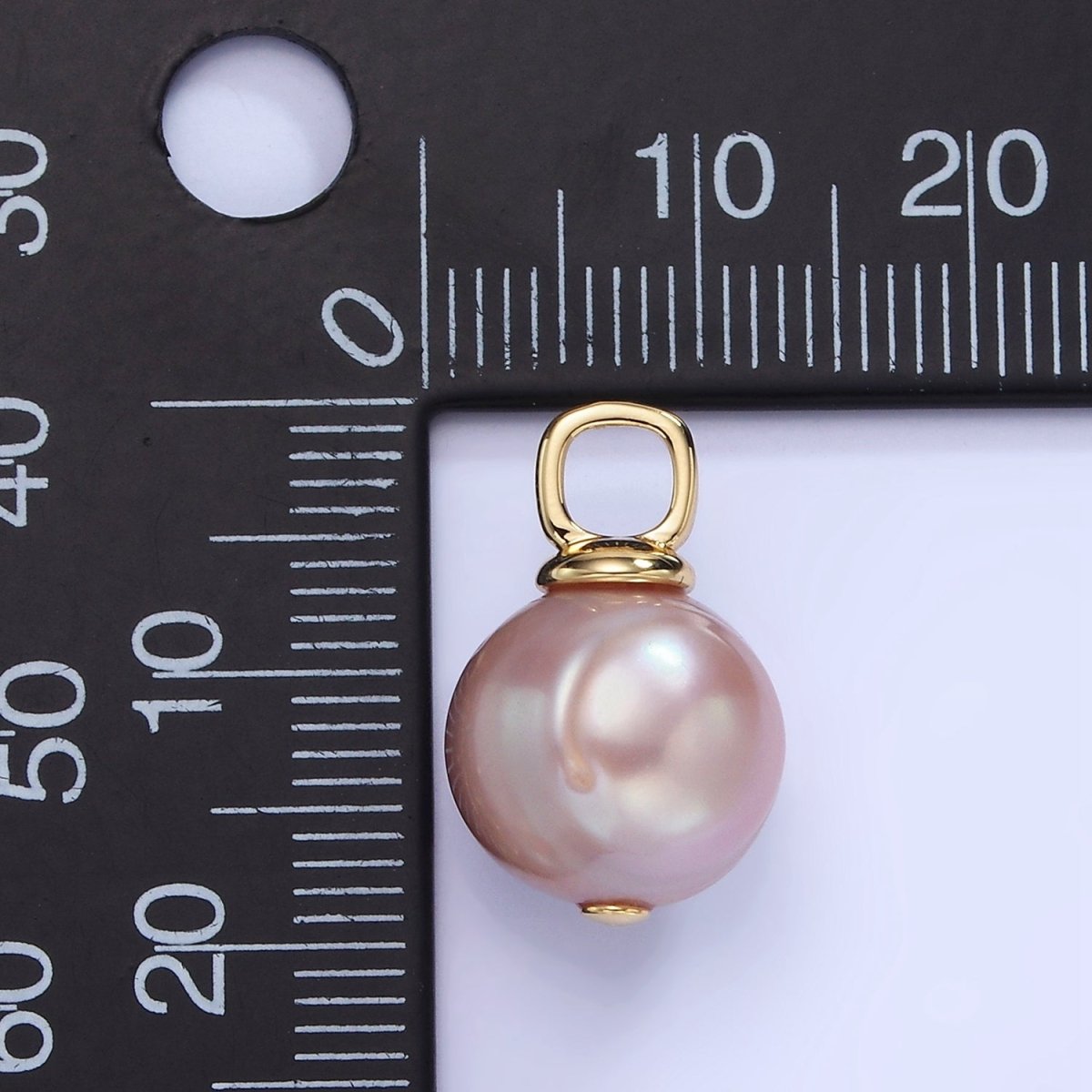 14K Gold Filled 18mm Purple Freshwater Pearl Square Bail Drop Pendant | P1720