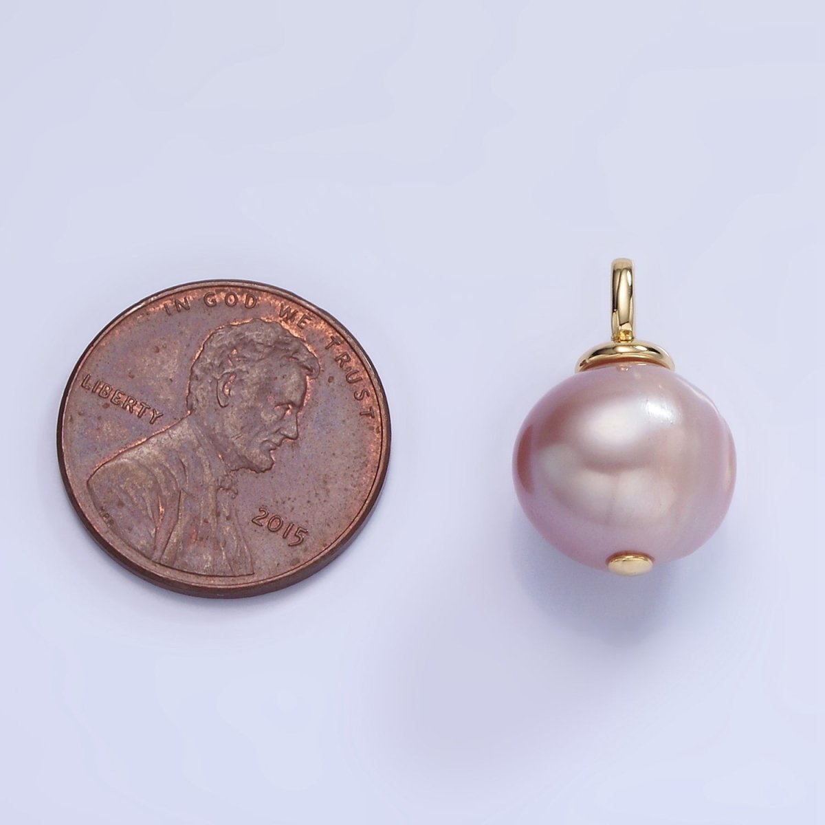 14K Gold Filled 18mm Purple Freshwater Pearl Square Bail Drop Pendant | P1720
