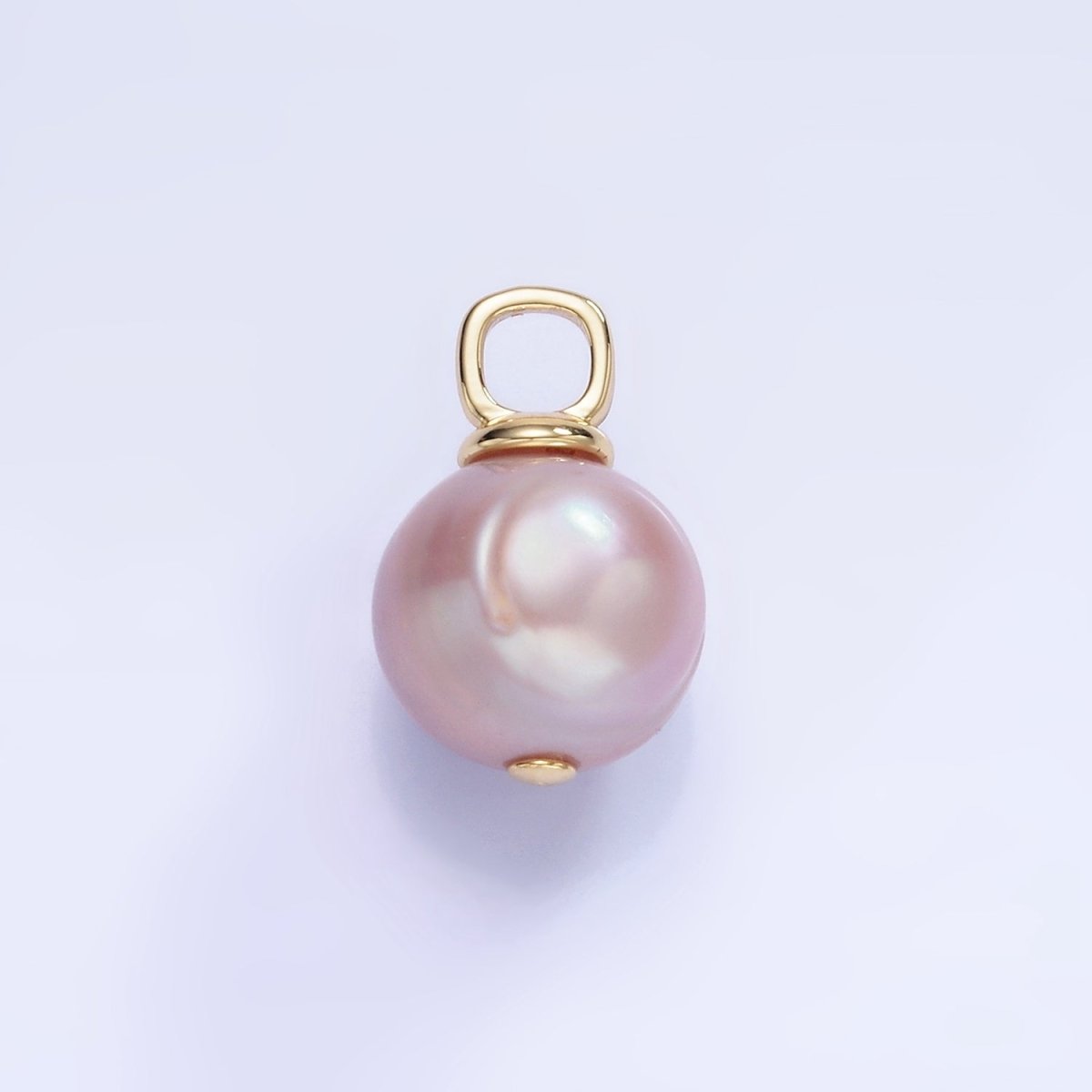 14K Gold Filled 18mm Purple Freshwater Pearl Square Bail Drop Pendant | P1720