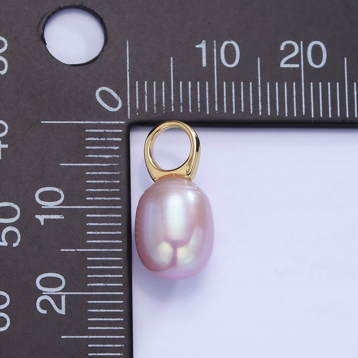14K Gold Filled 18mm Purple Ringed Oval Freshwater Pearl Drop Pendant | P1736