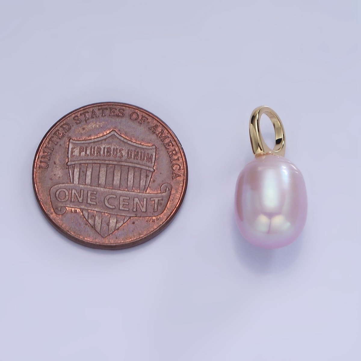 14K Gold Filled 18mm Purple Ringed Oval Freshwater Pearl Drop Pendant | P1736
