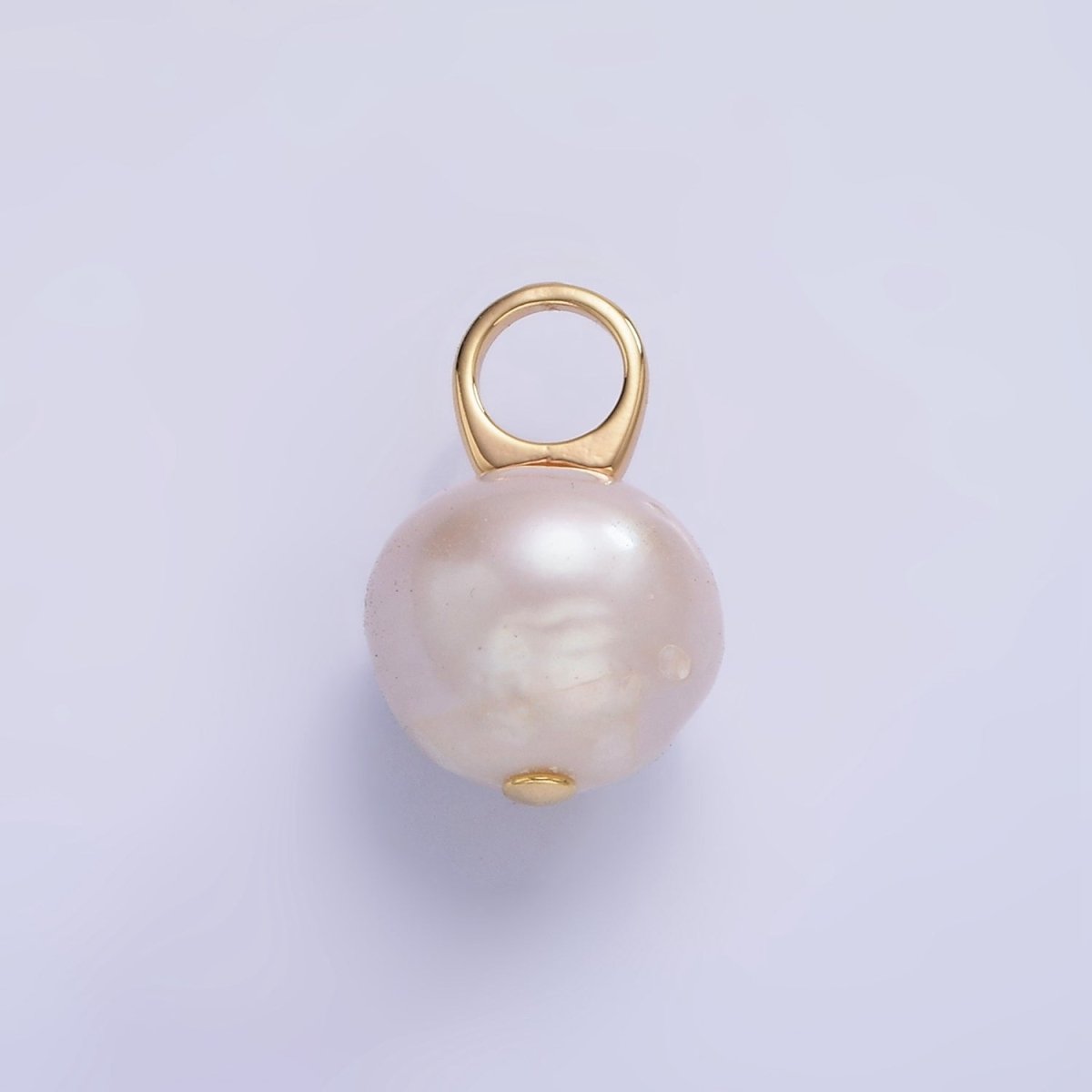 14K Gold Filled 18mm White Freshwater Pearl Button Drop Pendant | P1688