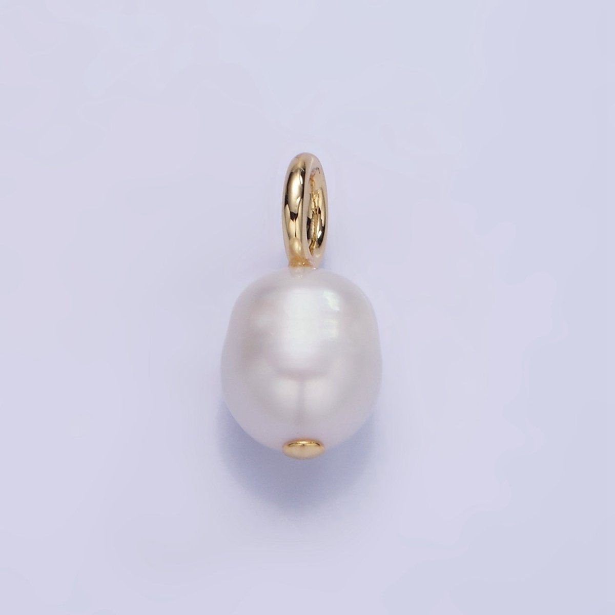 14K Gold Filled 18mm White Freshwater Pearl Oval Drop Pendant | P1725