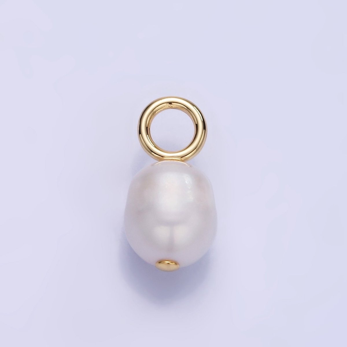14K Gold Filled 18mm White Freshwater Pearl Oval Drop Pendant | P1725