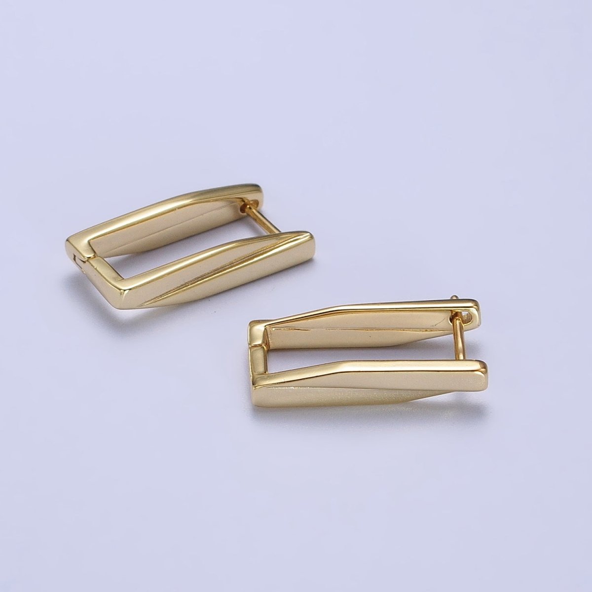 14K Gold Filled 19.5mm Rectangle Thin Lined Geometric Hoop Earrings | AB415