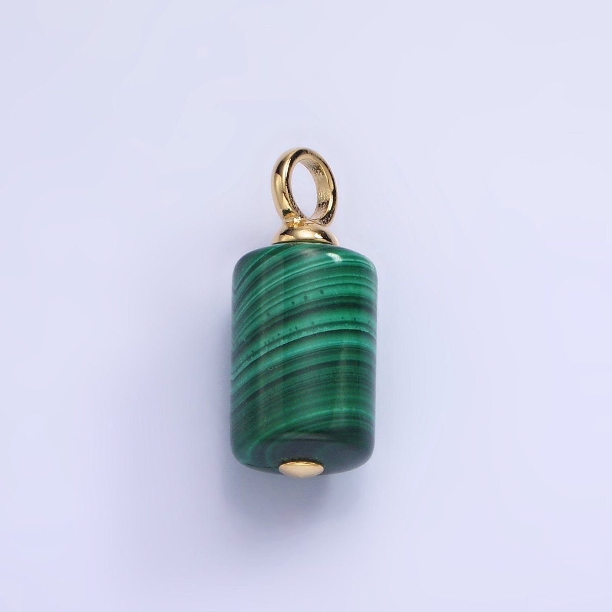 14K Gold Filled 19mm Malachite Gemstone Tube Cylinder Drop Charm | AG706