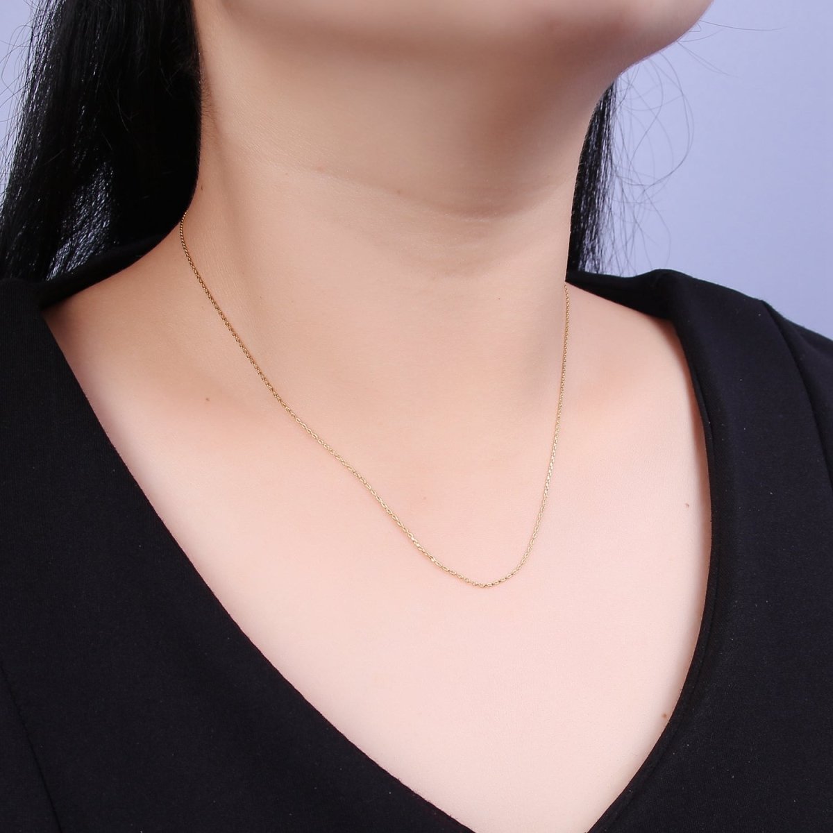 14K Gold Filled 1mm Cable Chain Dainty 19 Inch Layering Slider Necklace | WA-738  Clearance Pricing