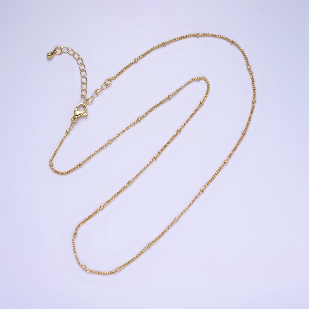 14K Gold Filled 1mm Curb Satellite Chain 18 Inch Necklace w. Extender | WA-2432