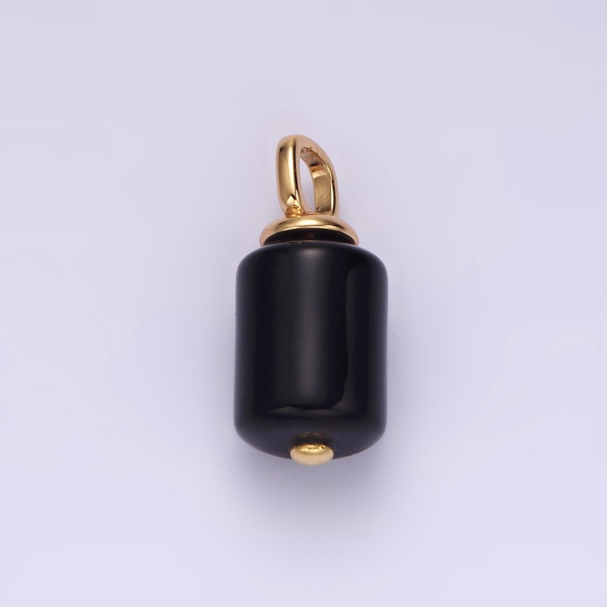 14K Gold Filled 20mm Black Onyx Tube Pendant | N1992