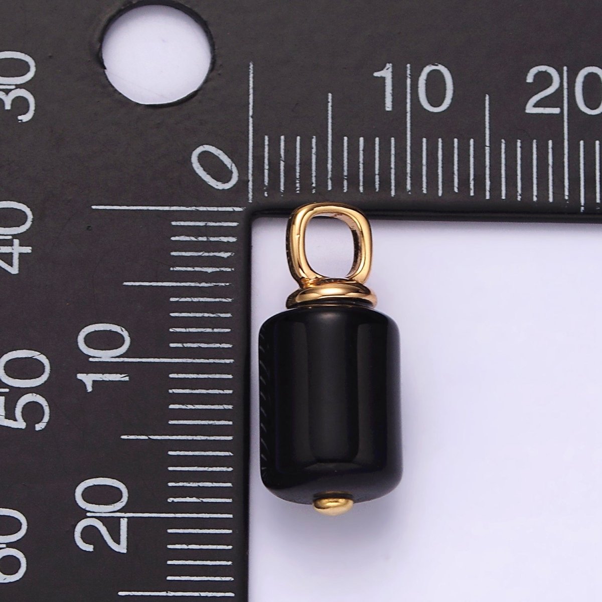 14K Gold Filled 20mm Black Onyx Tube Pendant | N1992