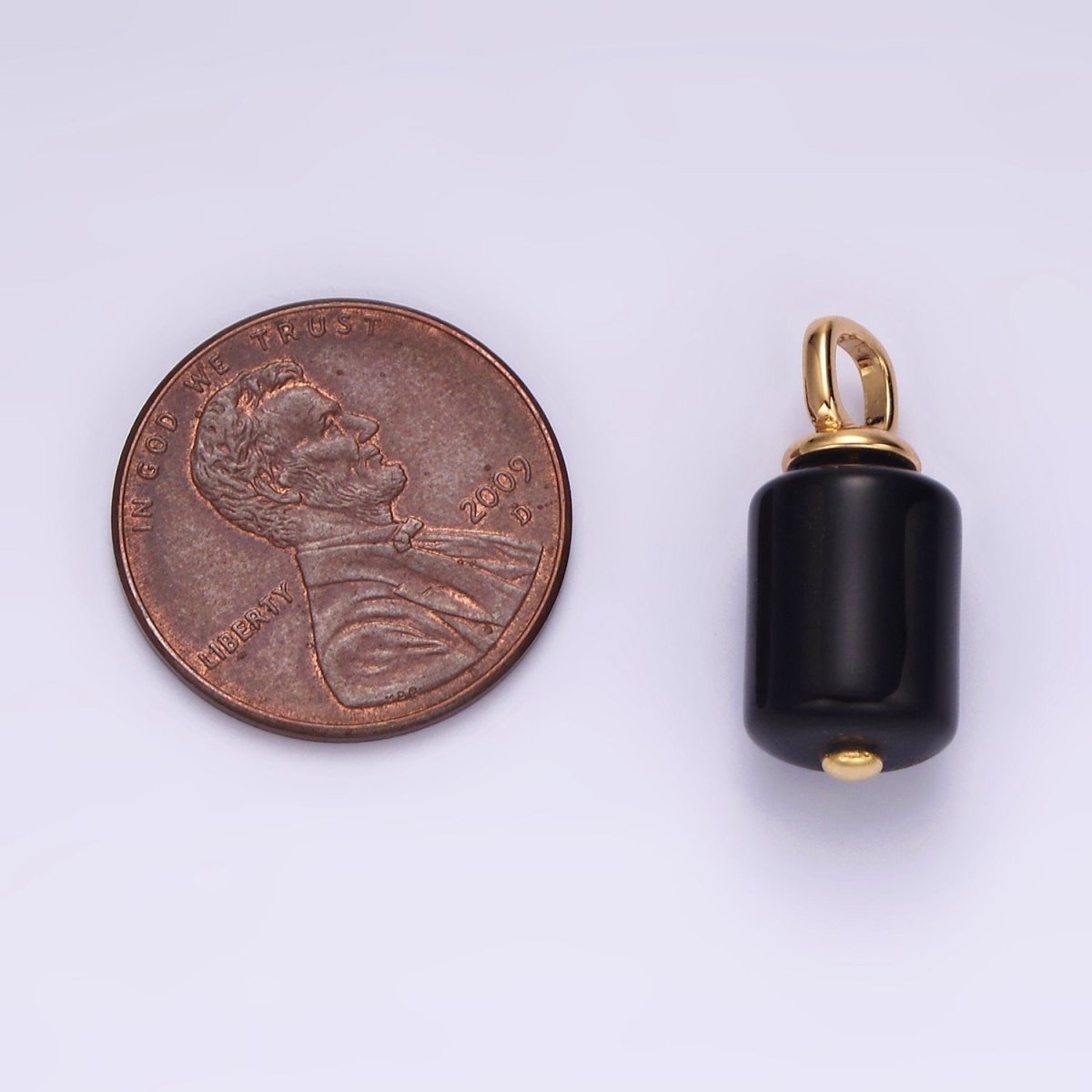 14K Gold Filled 20mm Black Onyx Tube Pendant | N1992