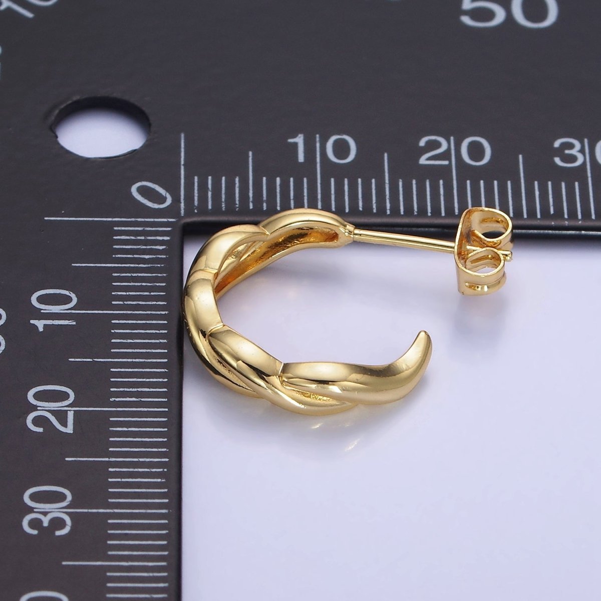 14K Gold Filled 20mm Braided C-Shaped Hoop Earrings | AB1320