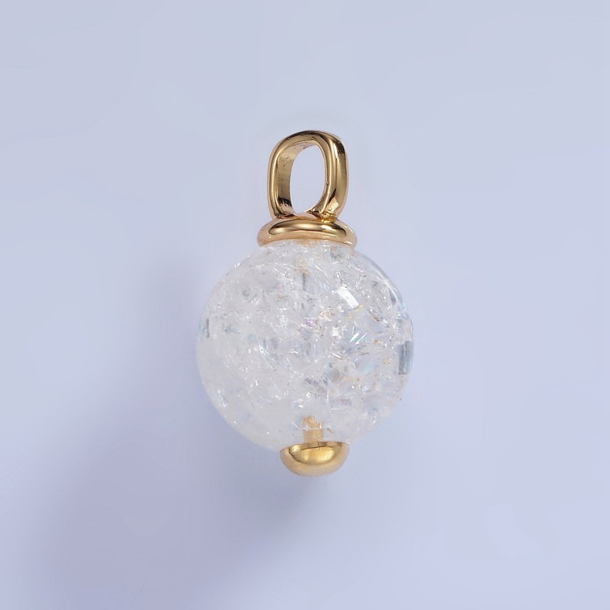 14K Gold Filled 20mm Clear Crystal Quartz Round Drop Pendant | AA1120