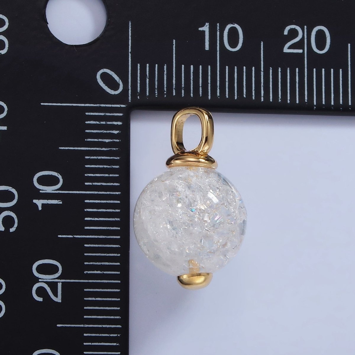 14K Gold Filled 20mm Clear Crystal Quartz Round Drop Pendant | AA1120