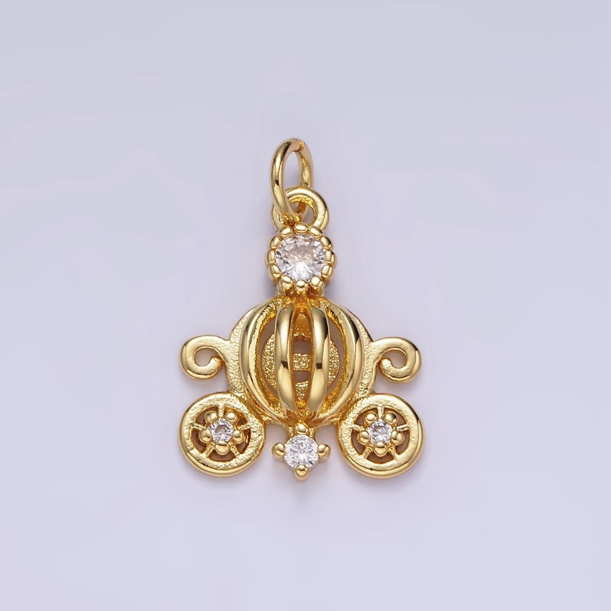 14K Gold Filled 20mm Clear CZ Open Carriage Charm | AG644
