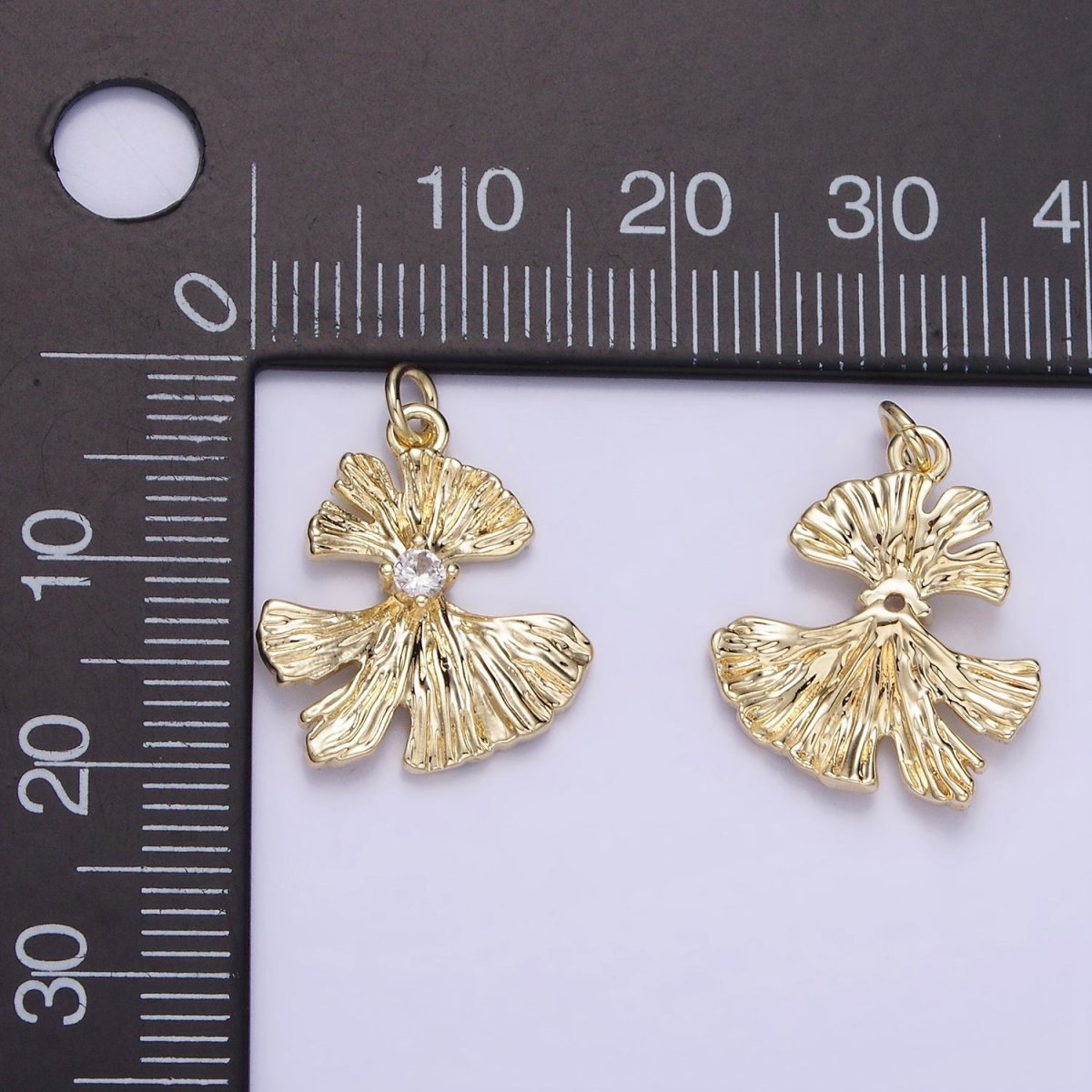 14K Gold Filled 20mm CZ Foil Abstract Charm | AG740