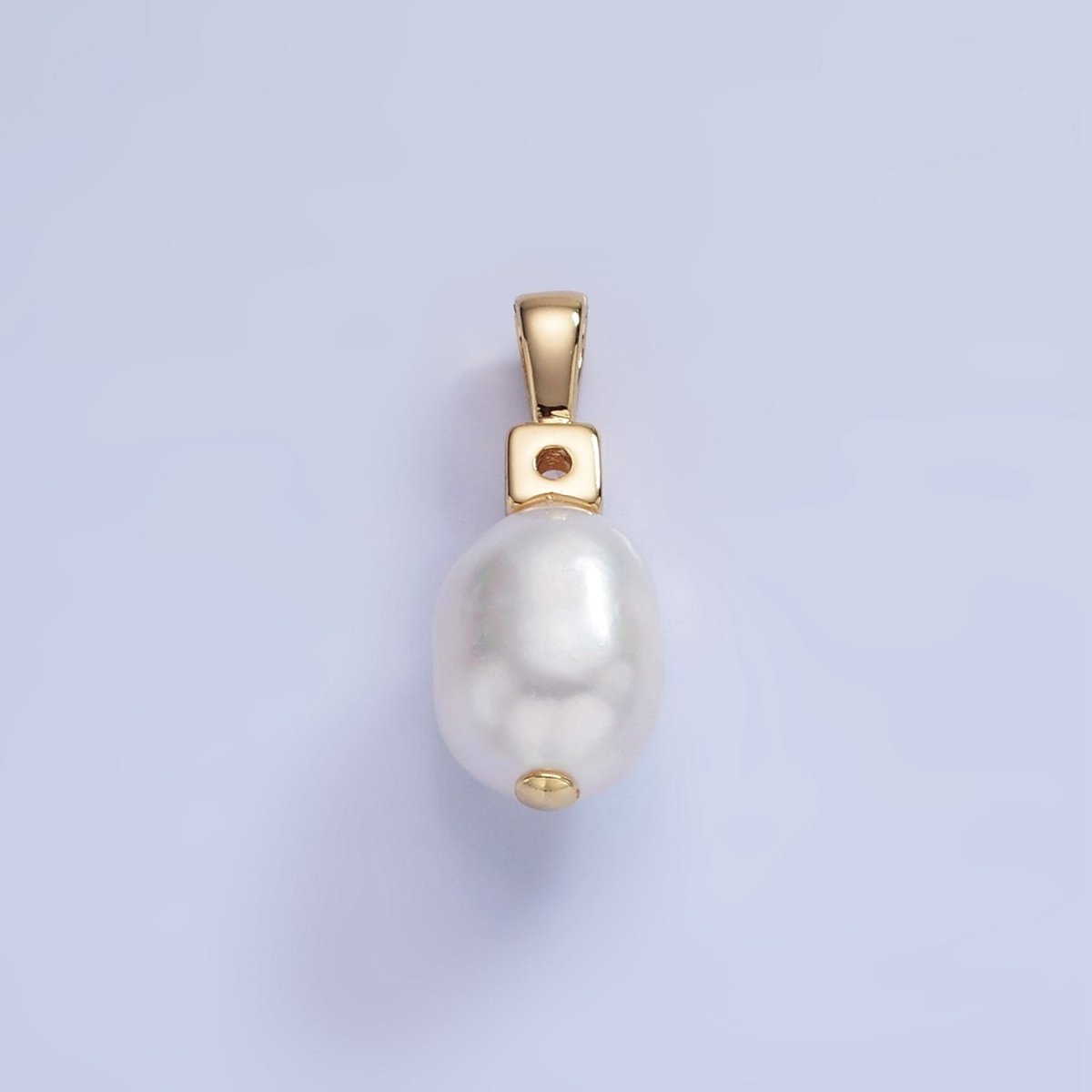 14K Gold Filled 20mm Freshwater Pearl Oval CZ Pendant | P1726