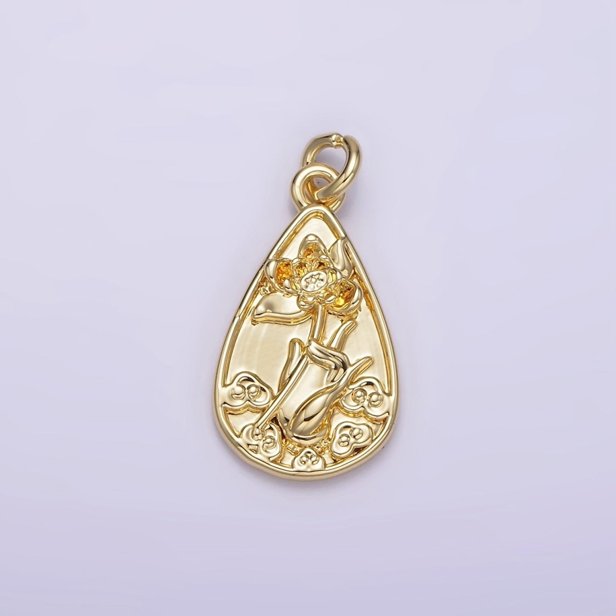 14K Gold Filled 20mm Hand Held Flower Teardrop Charm | AG262