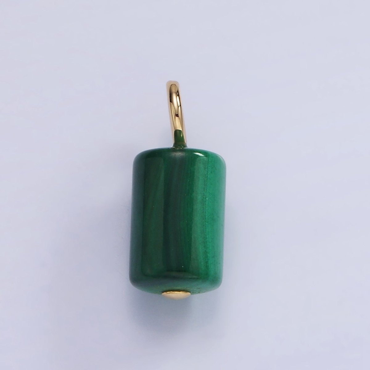 14K Gold Filled 20mm Malachite Gemstone Tube Drop Charm | AG705