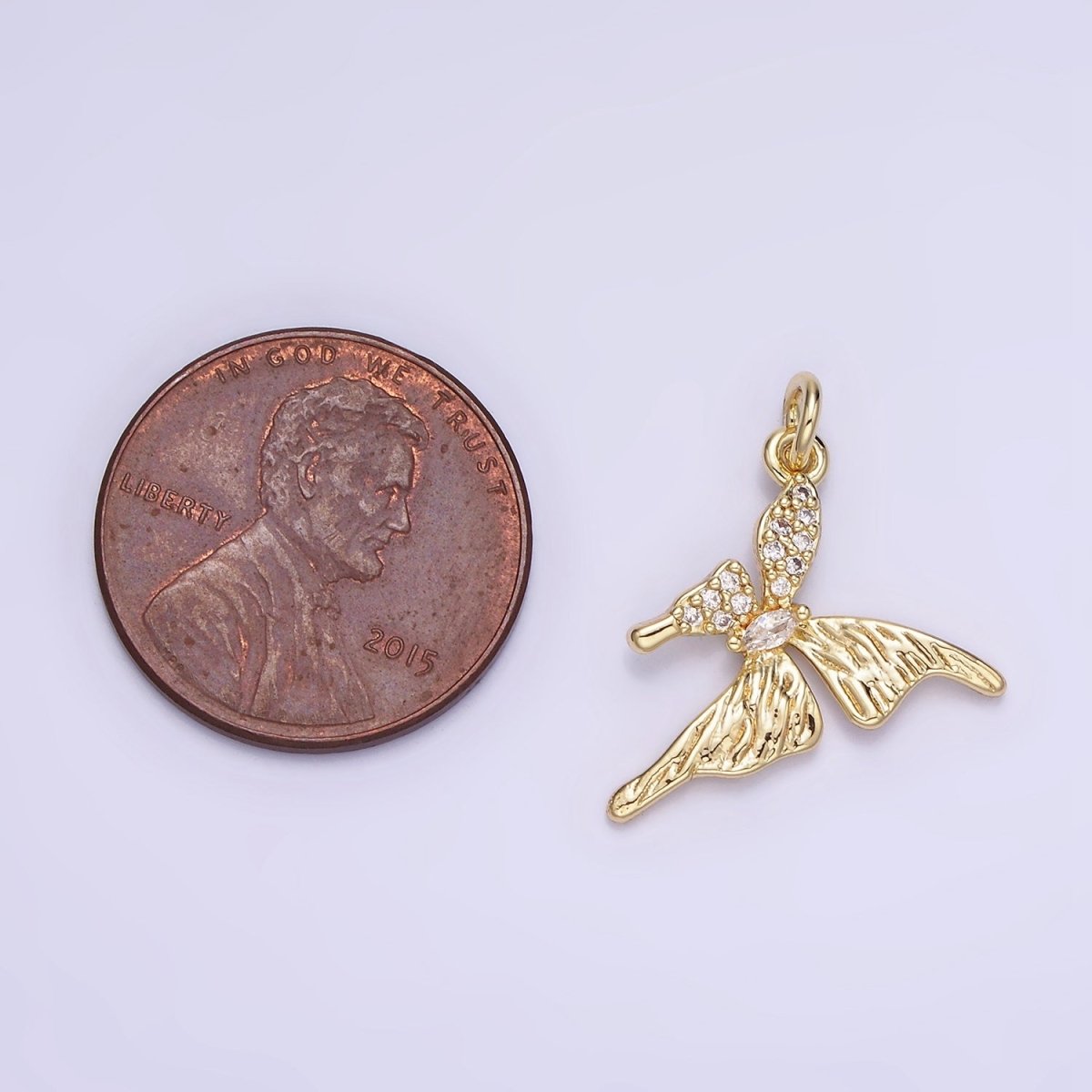 14K Gold Filled 20mm Micro Paved CZ Butterfly Insect Wings | AG734
