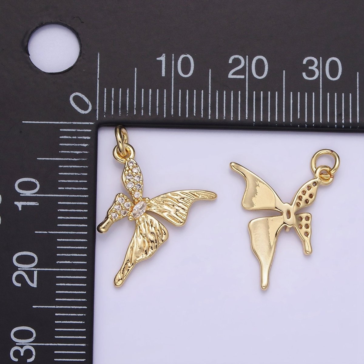 14K Gold Filled 20mm Micro Paved CZ Butterfly Insect Wings | AG734