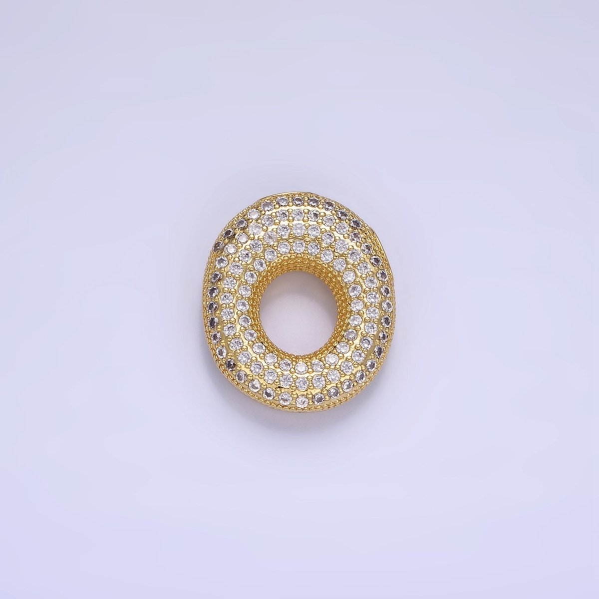 14K Gold Filled 20mm Micro Paved CZ Chubby Balloon Initial Letter | A-A1015-A-A1027