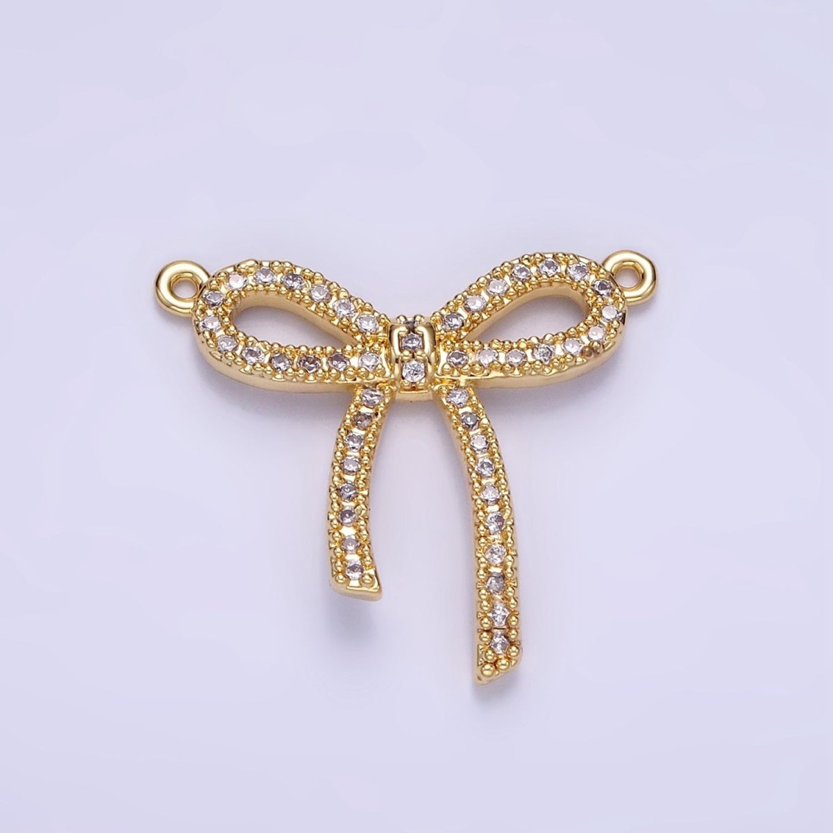 14K Gold Filled 20mm Micro Paved CZ Ribbon Bow Connector | G284
