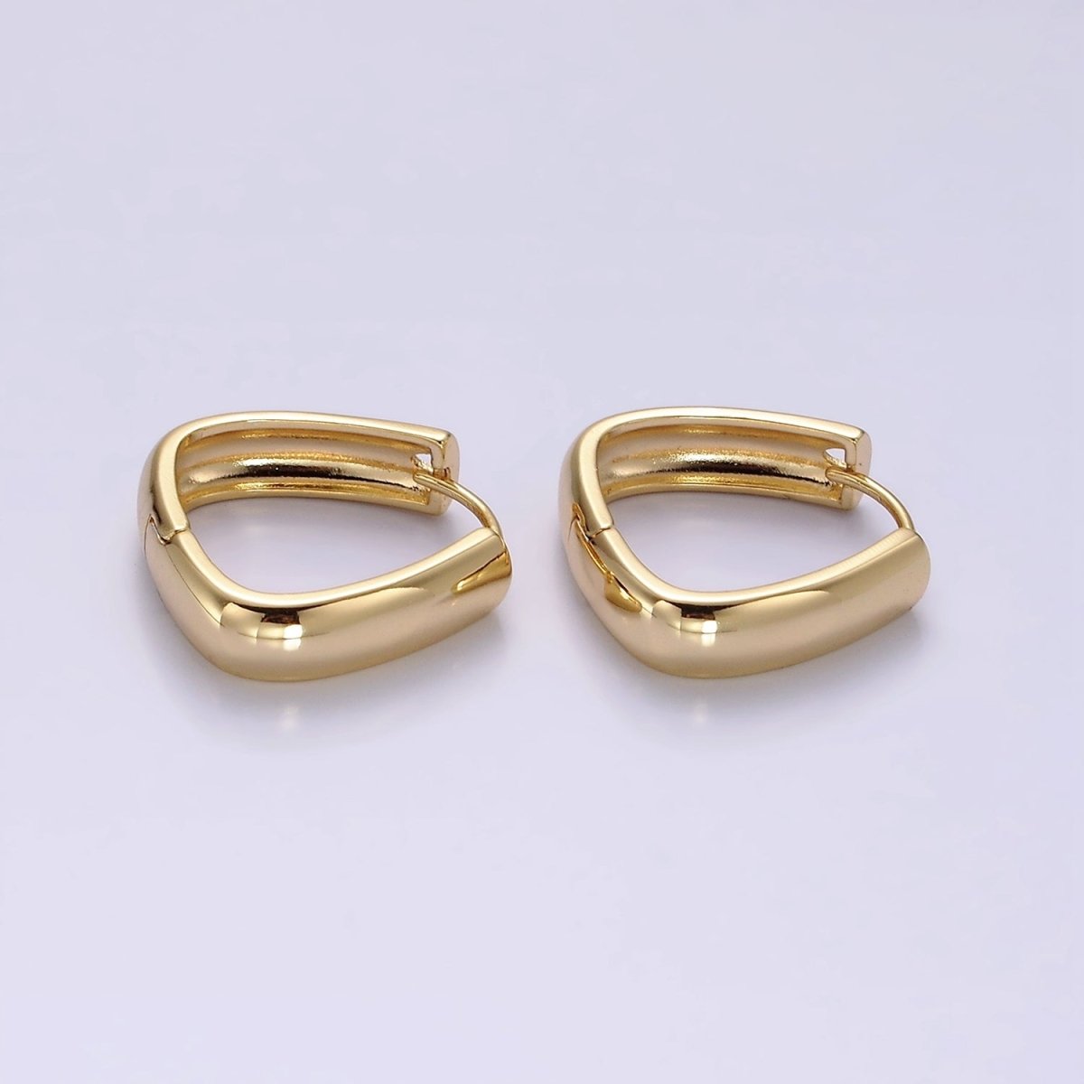 14K Gold Filled 20mm Minimalist Band Triangle Huggie Hoop Earrings | AE901