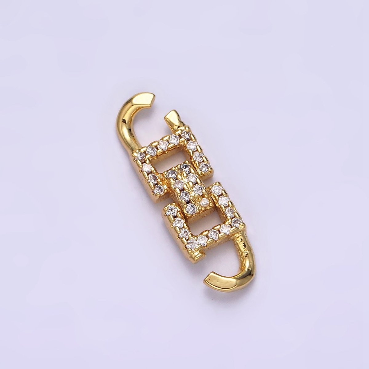 14K Gold Filled 20mm Modern Geometric Square Micro Paved CZ Link Connector | Y-750