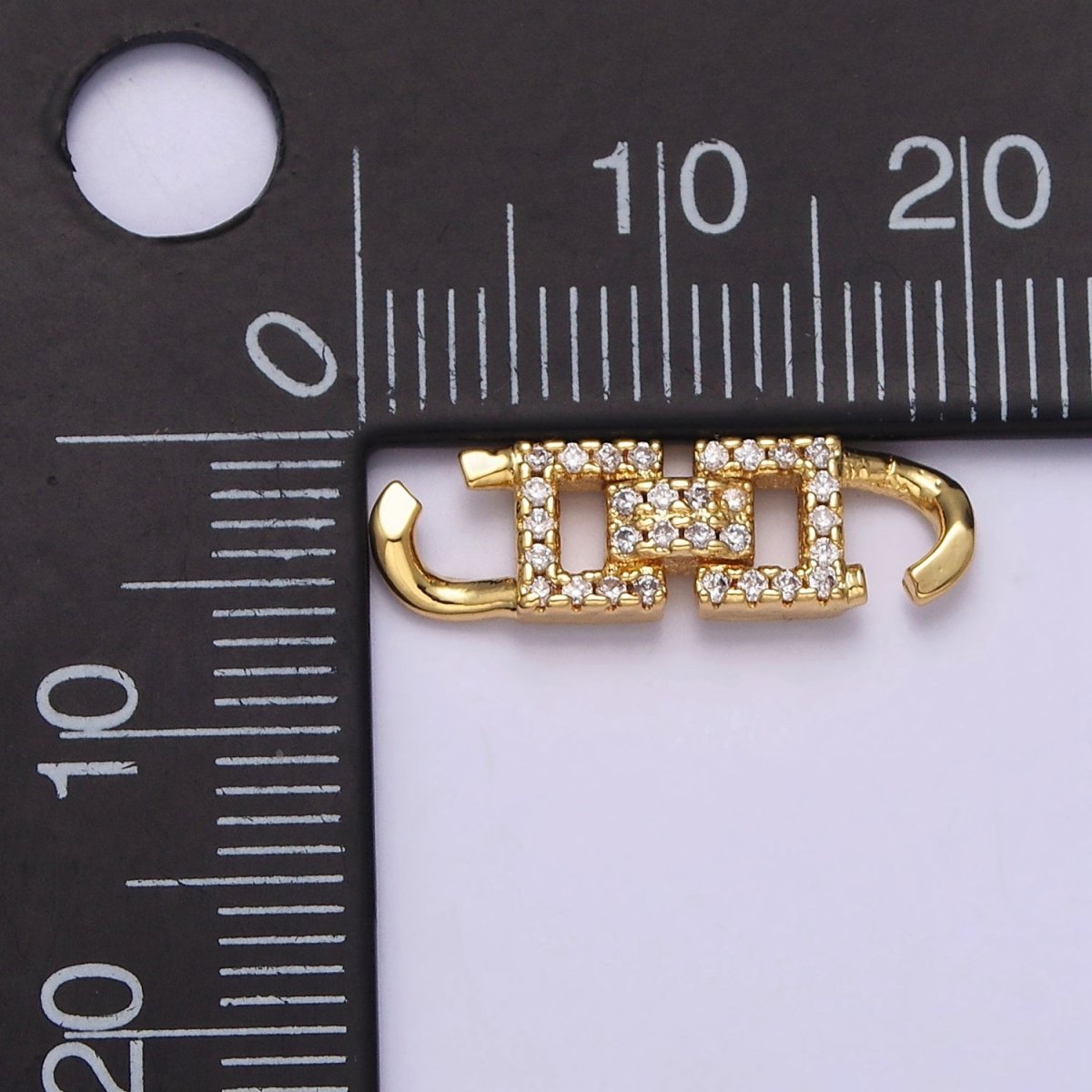 14K Gold Filled 20mm Modern Geometric Square Micro Paved CZ Link Connector | Y-750
