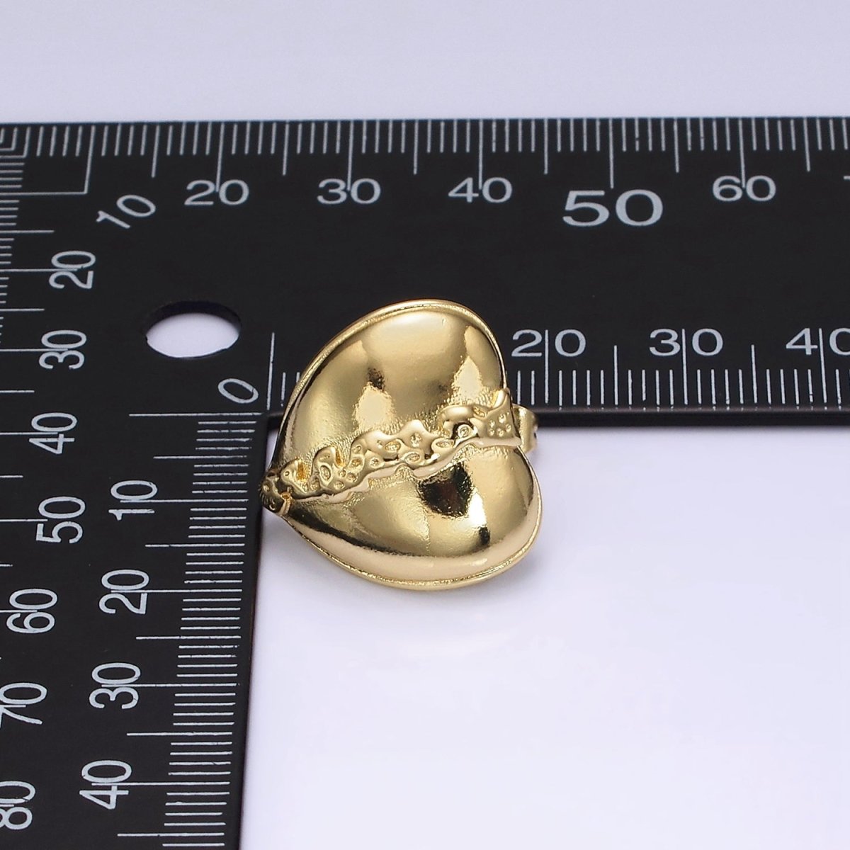 14K Gold Filled 20mm Molten Drip Heart Dome C-Shaped Hoop Earrings | V462