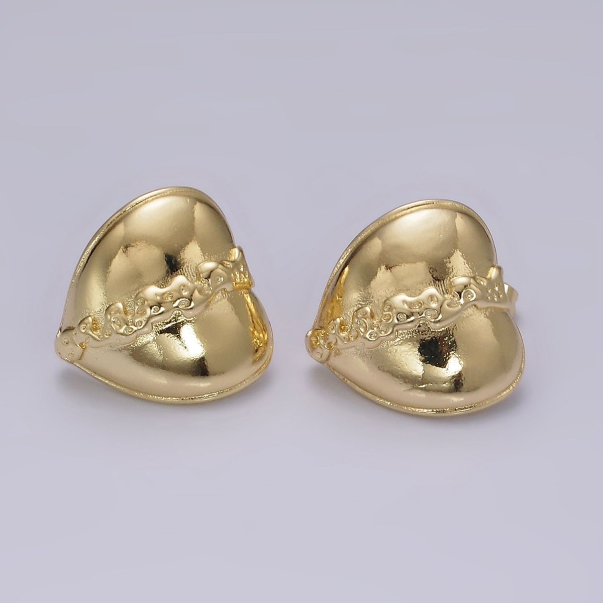 14K Gold Filled 20mm Molten Drip Heart Dome C-Shaped Hoop Earrings | V462