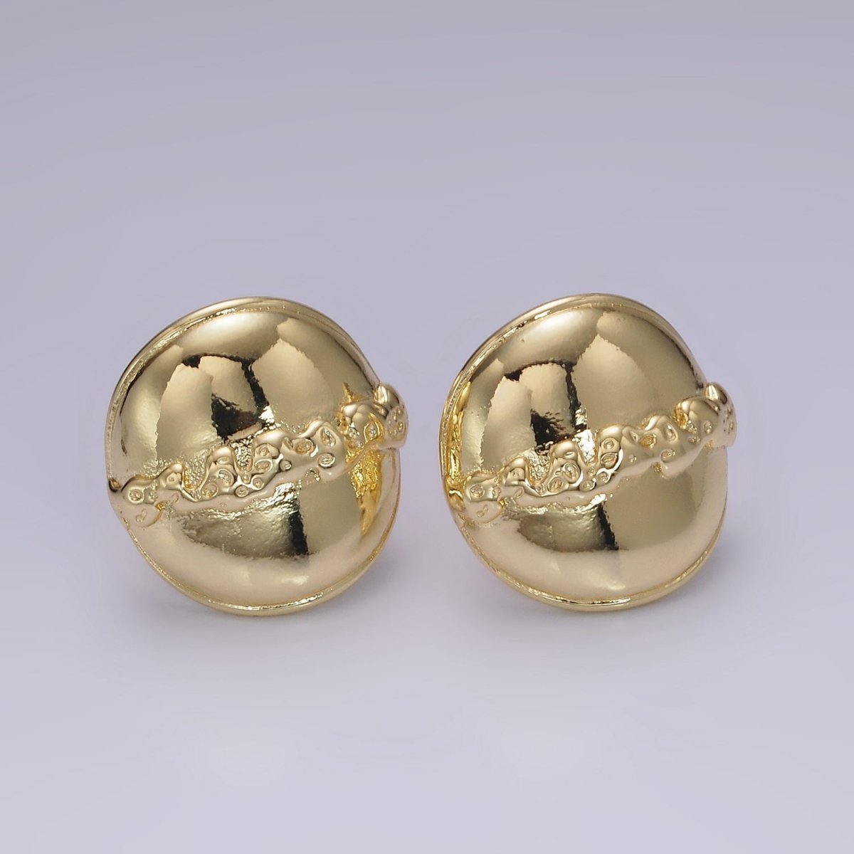 14K Gold Filled 20mm Molten Drip Round Dome C-Shaped Hoop Earrings | V465