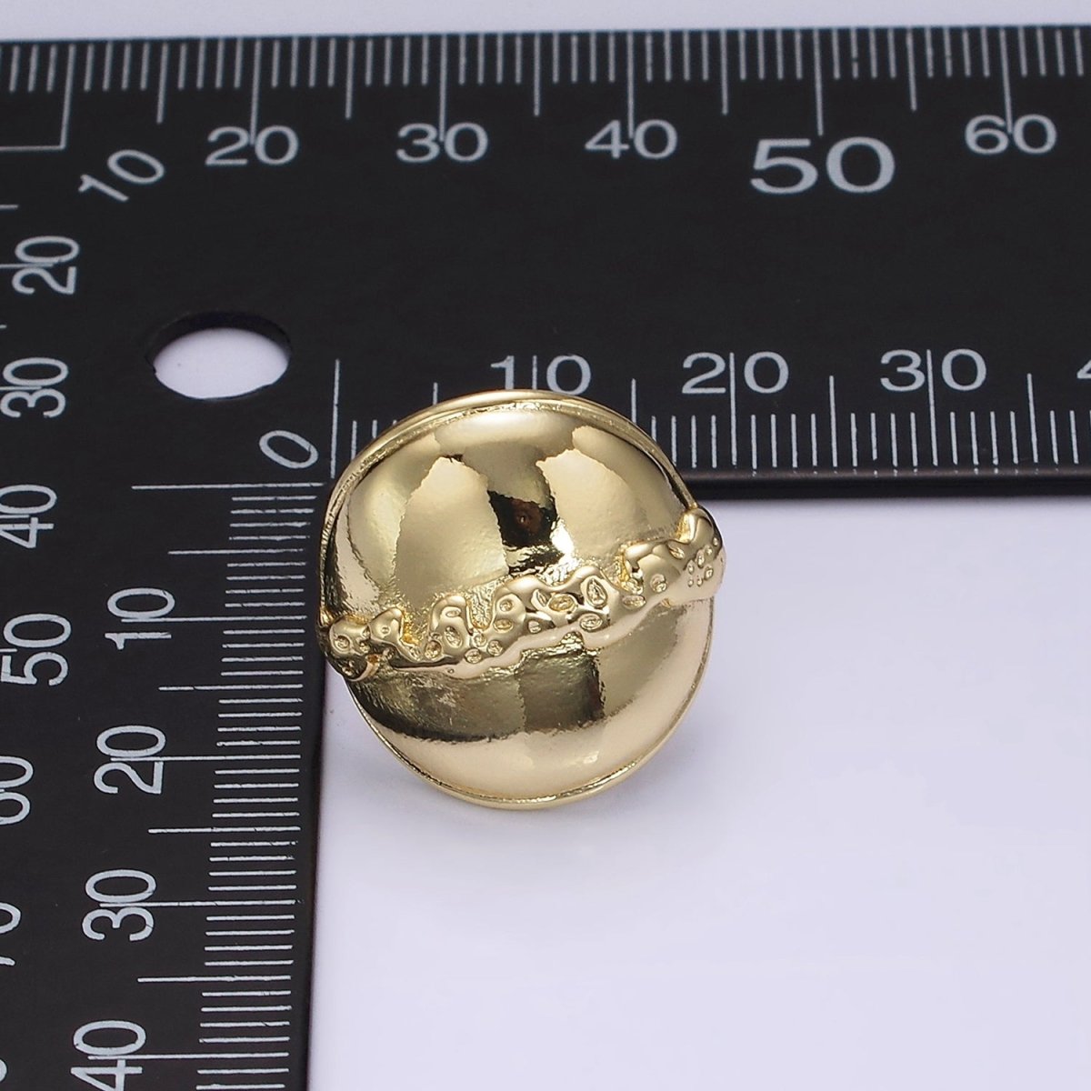 14K Gold Filled 20mm Molten Drip Round Dome C-Shaped Hoop Earrings | V465