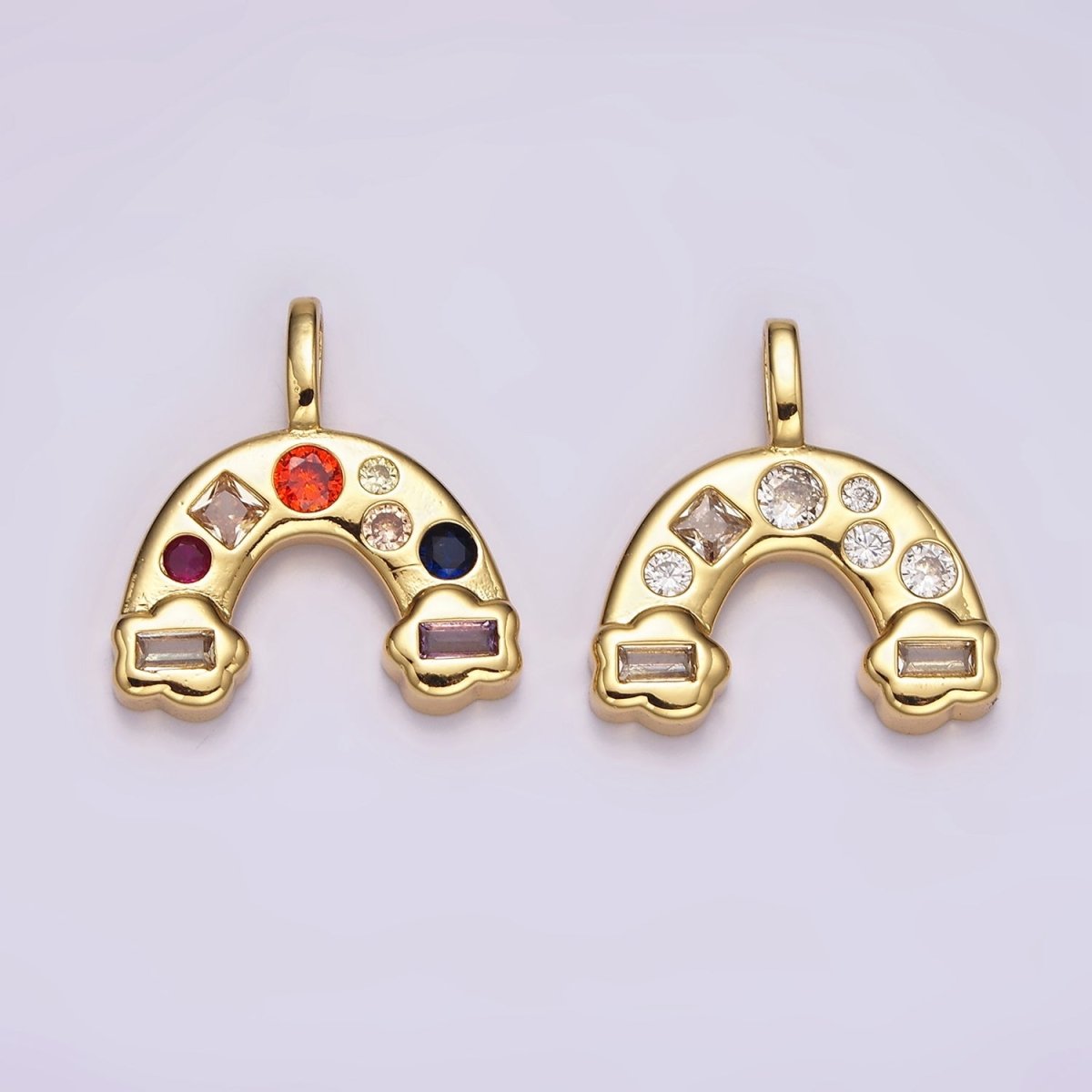14K Gold Filled 20mm Multicolor, Clear CZ Rainbow Cloud Pendant | AH082 AH084