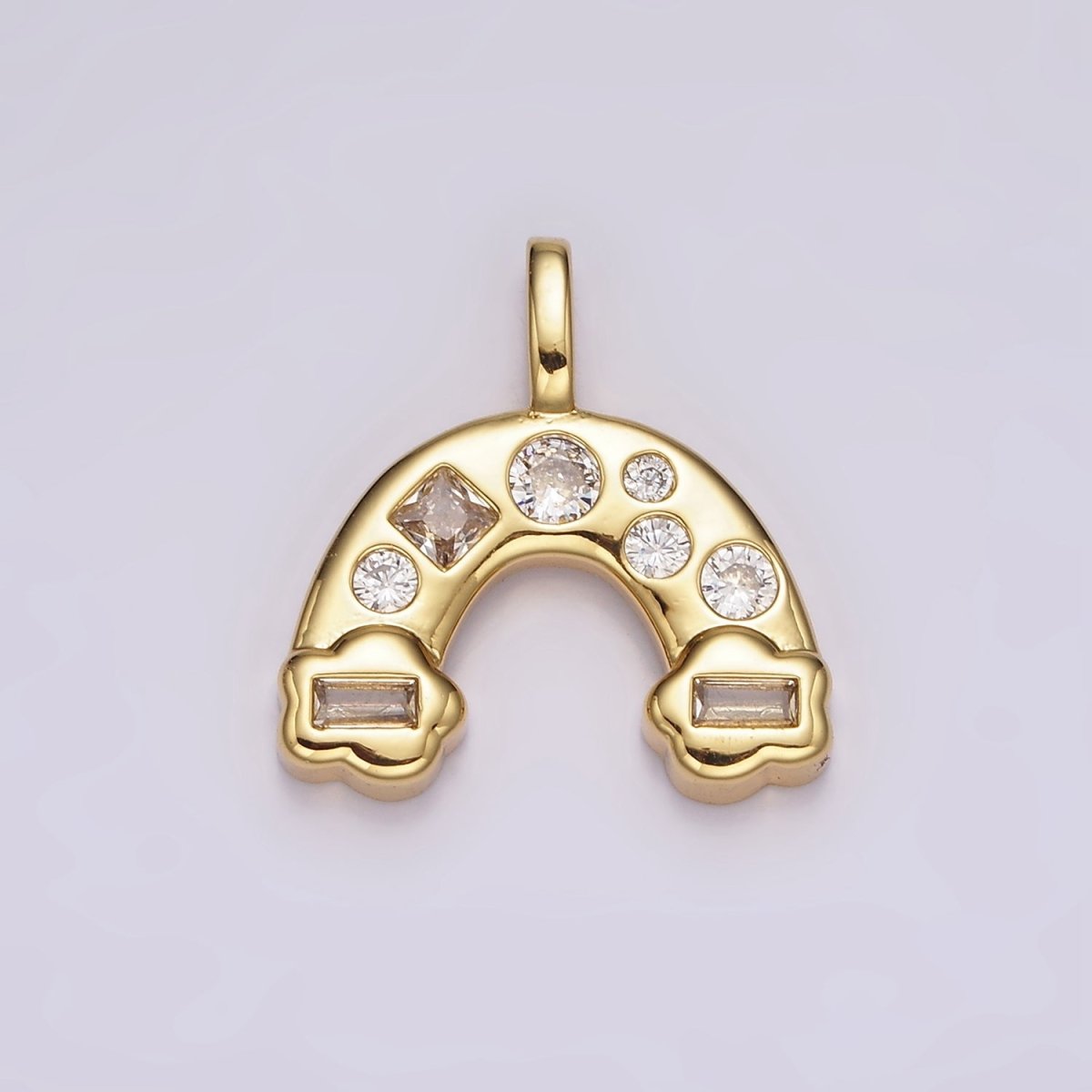 14K Gold Filled 20mm Multicolor, Clear CZ Rainbow Cloud Pendant | AH082 AH084