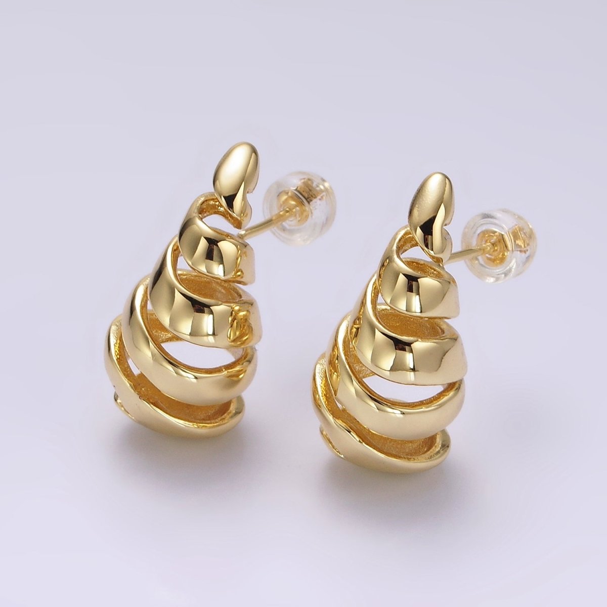 14K Gold Filled 20mm Multiple Open Band Teardrop Stud Earrings | AE183