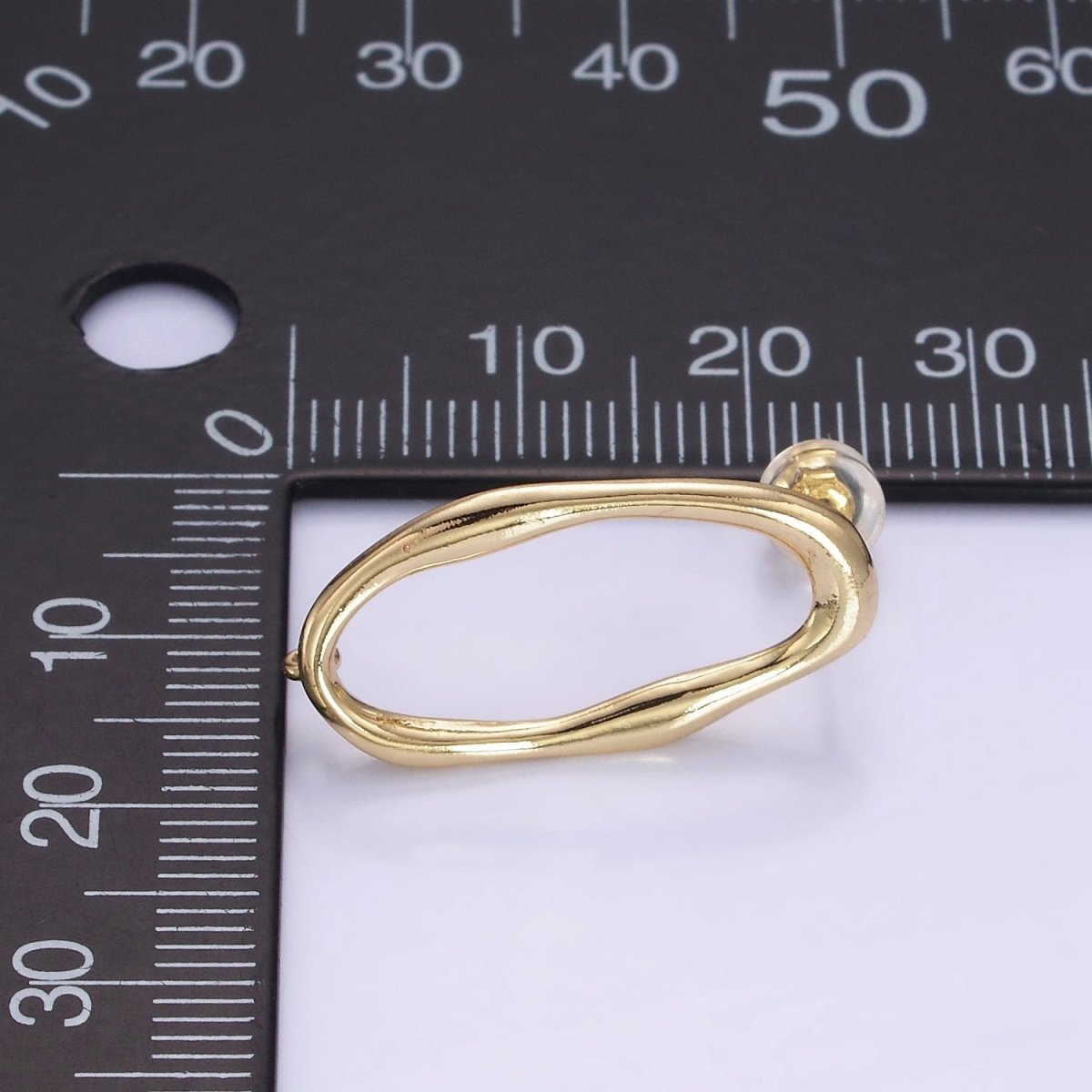 14K Gold Filled 20mm Open Molten Oblong Open Loop Link Drop Stud Earrings Findings | Z710