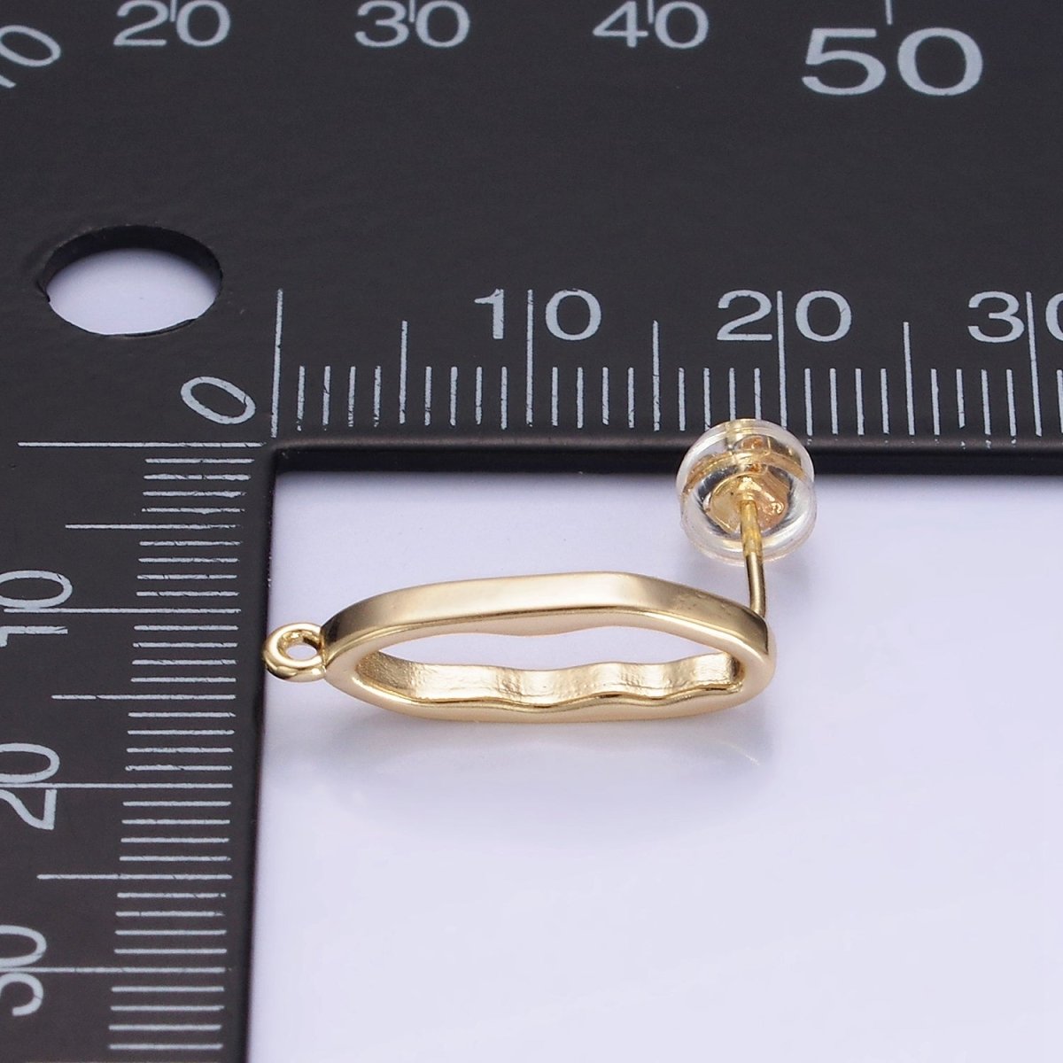 14K Gold Filled 20mm Open Oblong Band Drop Stud Earrings Findings | Z707