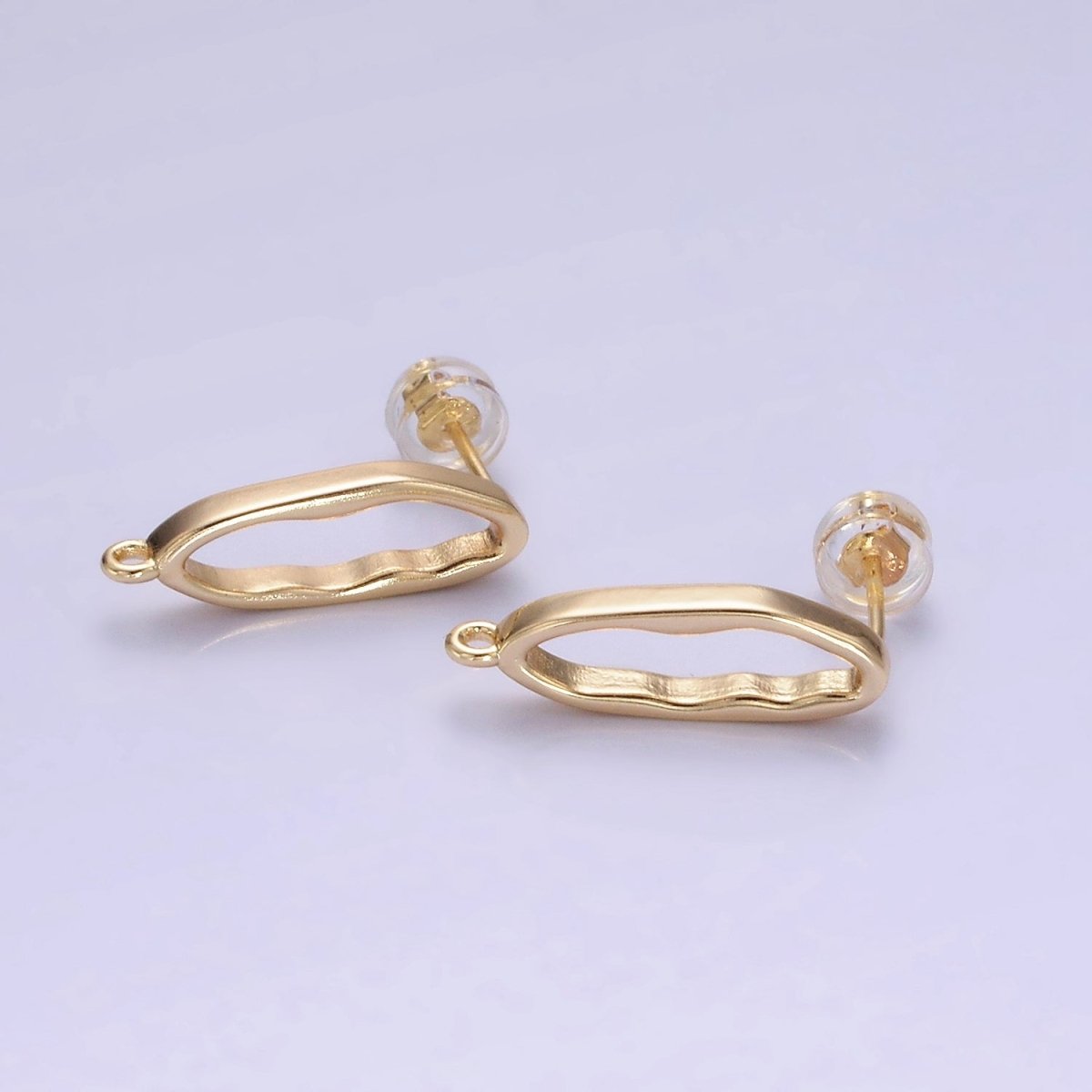 14K Gold Filled 20mm Open Oblong Band Drop Stud Earrings Findings | Z707