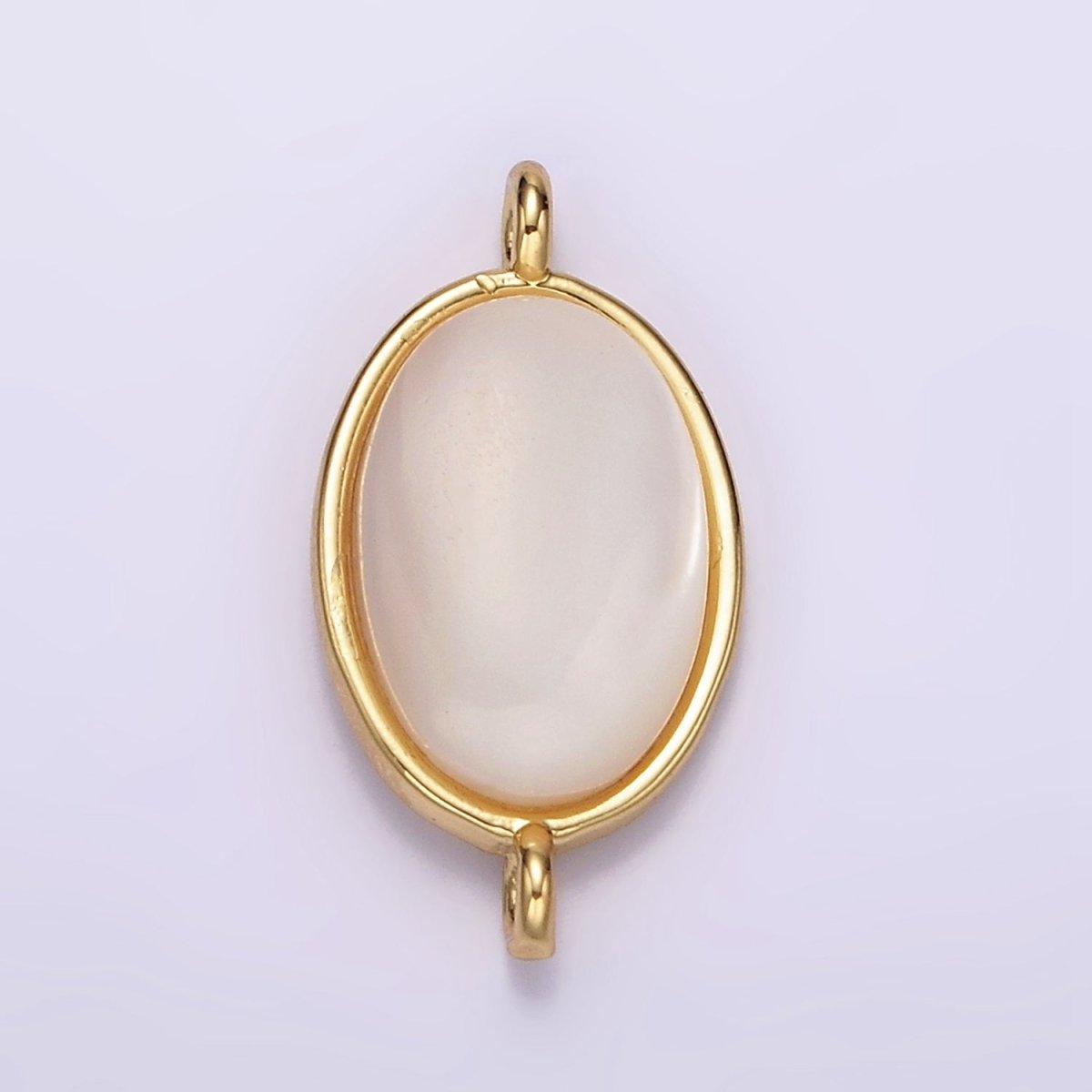 OS 14K Gold Filled 20mm Shell Pearl Oblong Bezel Connector | G822
