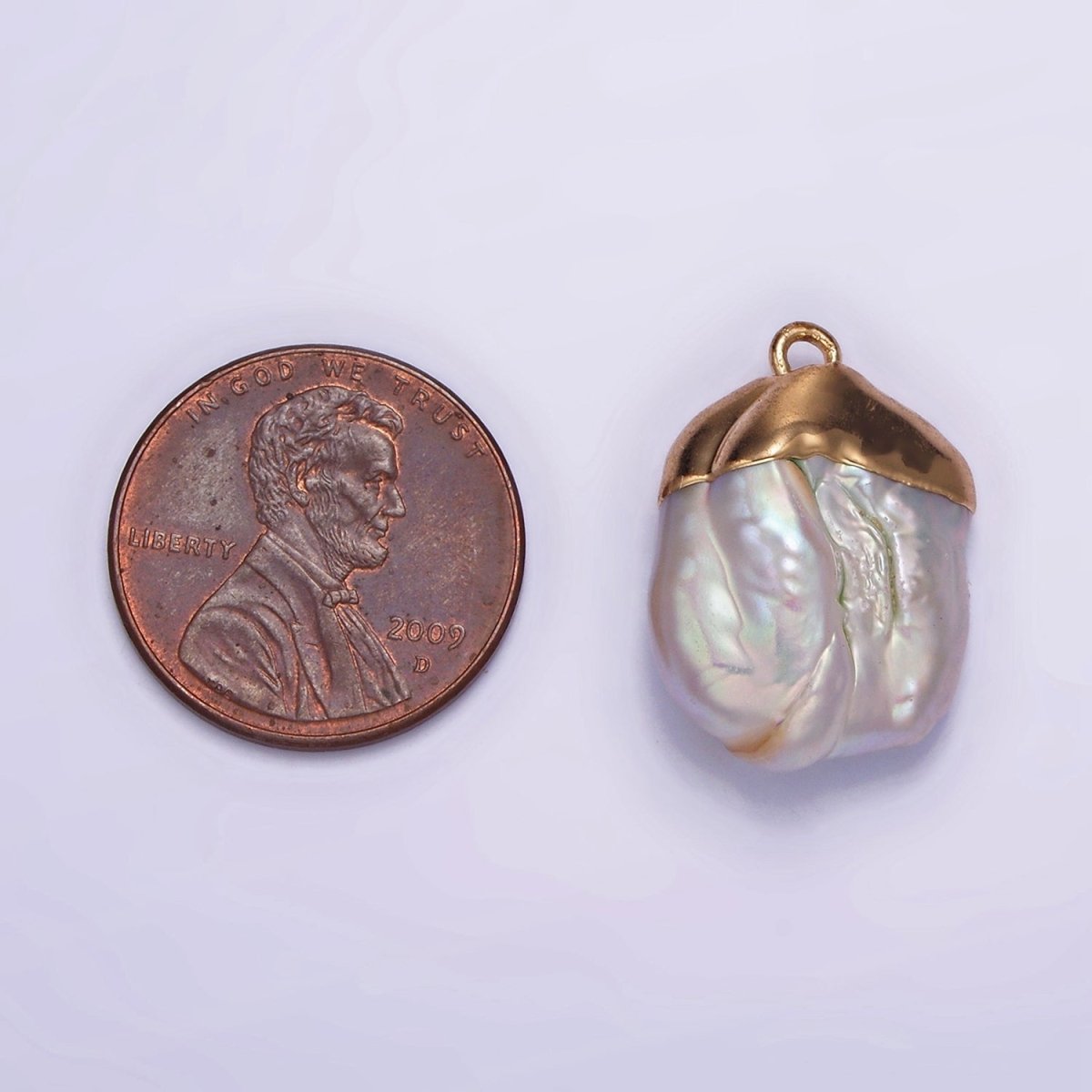 14K Gold Filled 20mm White Freshwater Pearl Dipped Pendant | P1615