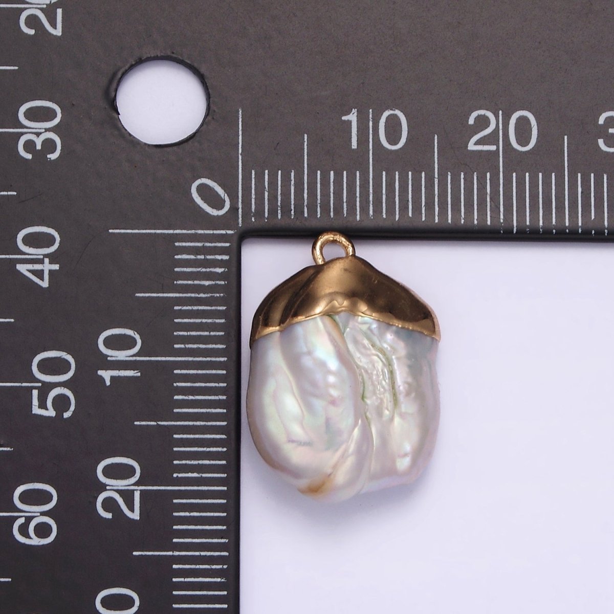 14K Gold Filled 20mm White Freshwater Pearl Dipped Pendant | P1615