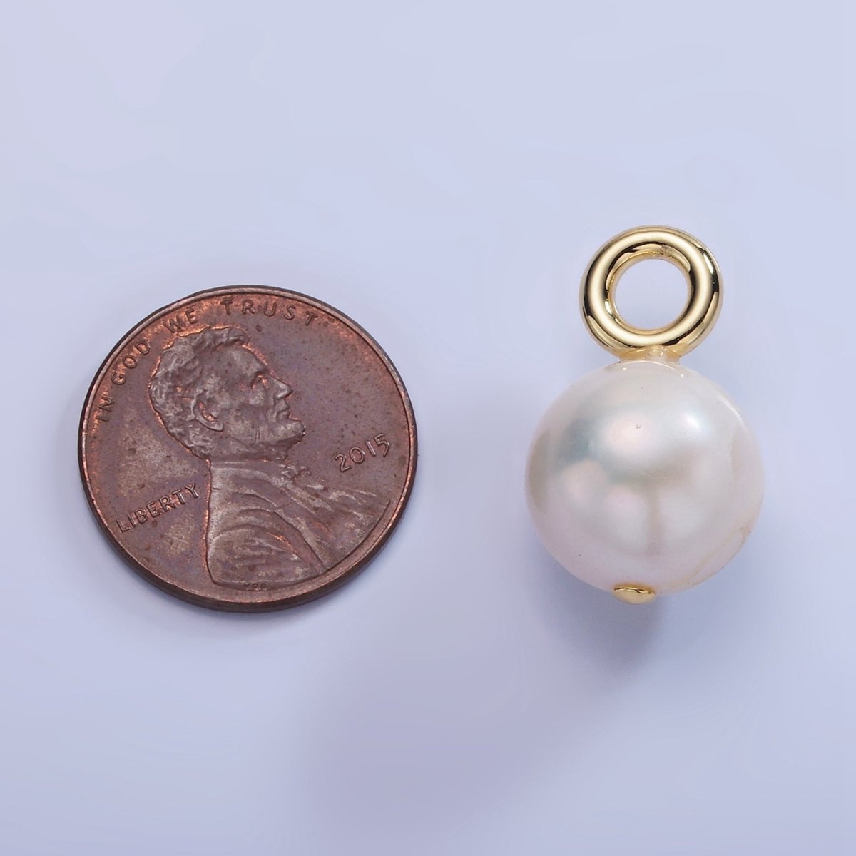 14K Gold Filled 20mm White Freshwater Pearl Round Drop Pendant | P1712