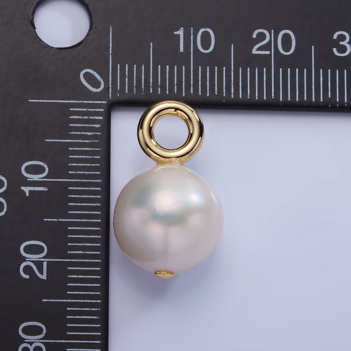 14K Gold Filled 20mm White Freshwater Pearl Round Drop Pendant | P1712