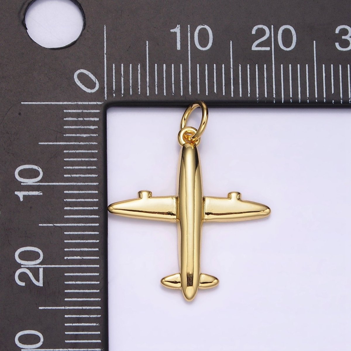 14K Gold Filled 21mm Airplane Flying Traveling Minimalist Charm | N993